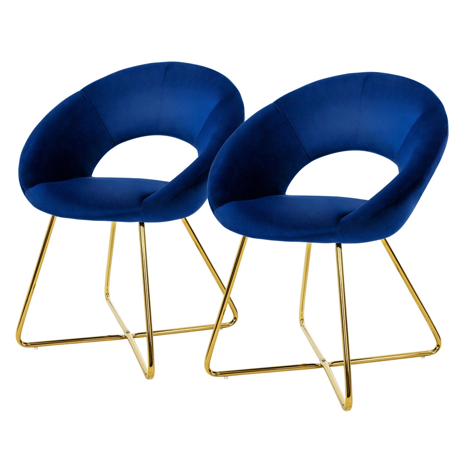 ML-Design Esszimmerstühle 2Er Set Blau Samt Polsterstuhl mit Runder Rückenlehne von ML-Design