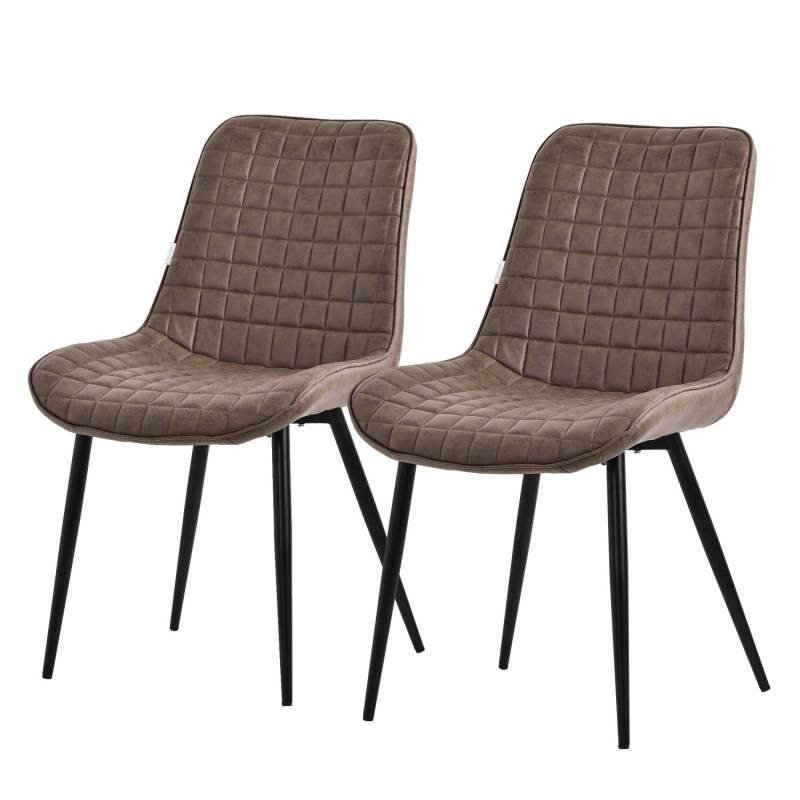 ML-Design Esszimmerstühle 2Er Set Braun aus Kunstleder mit Rückenlehne von ML-Design