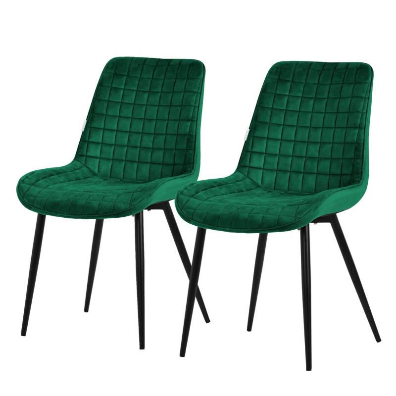 ML-Design Esszimmerstühle 2Er Set Dunkelgrün Sitzfläche aus Samt mit Rückenlehne von ML-Design
