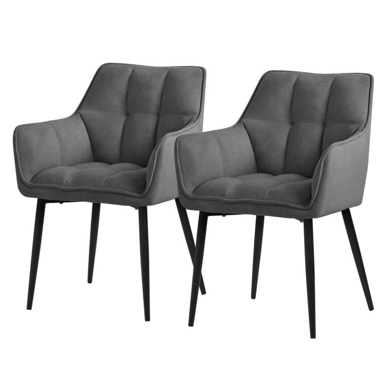 ML-Design Esszimmerstühle 2Er Set Frotteestoff Dunkelgrau Dickem Gepolsterter von ML-Design