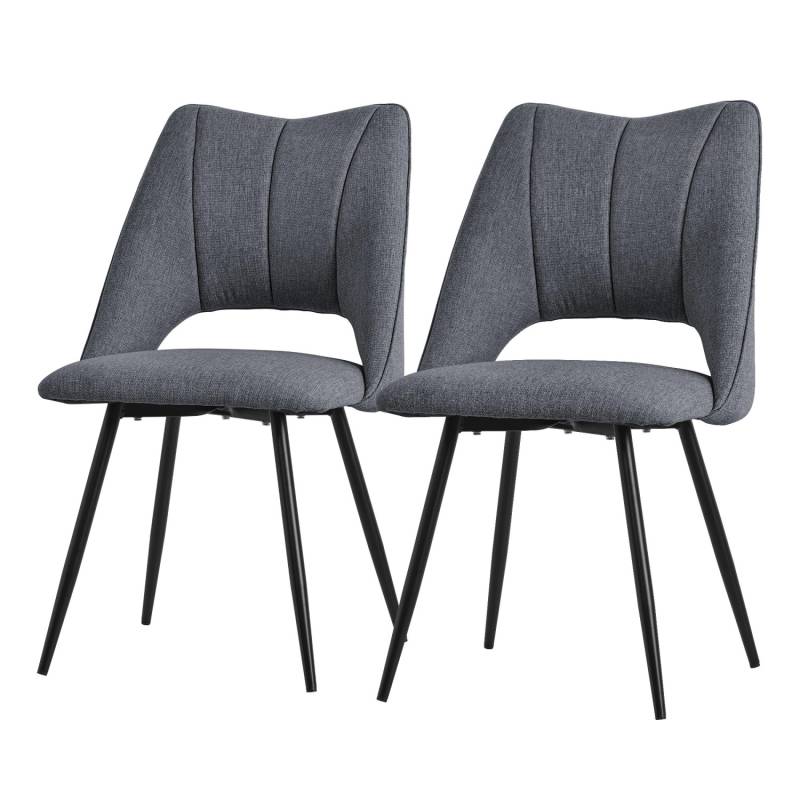 ML-Design Esszimmerstühle 2Er Set Grau aus Stoffbezug mit Rückenlehne von ML-Design