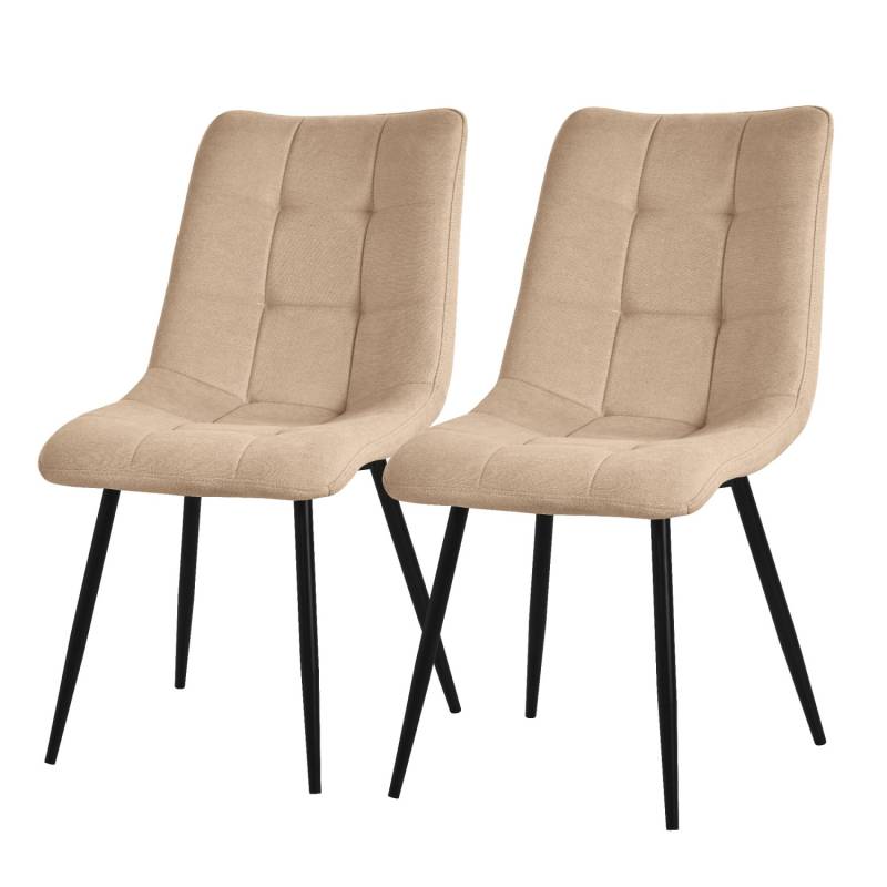 ML-Design Esszimmerstühle 2Er Set Hellbraun mit Stoffbezug mit Rückenlehne von ML-Design
