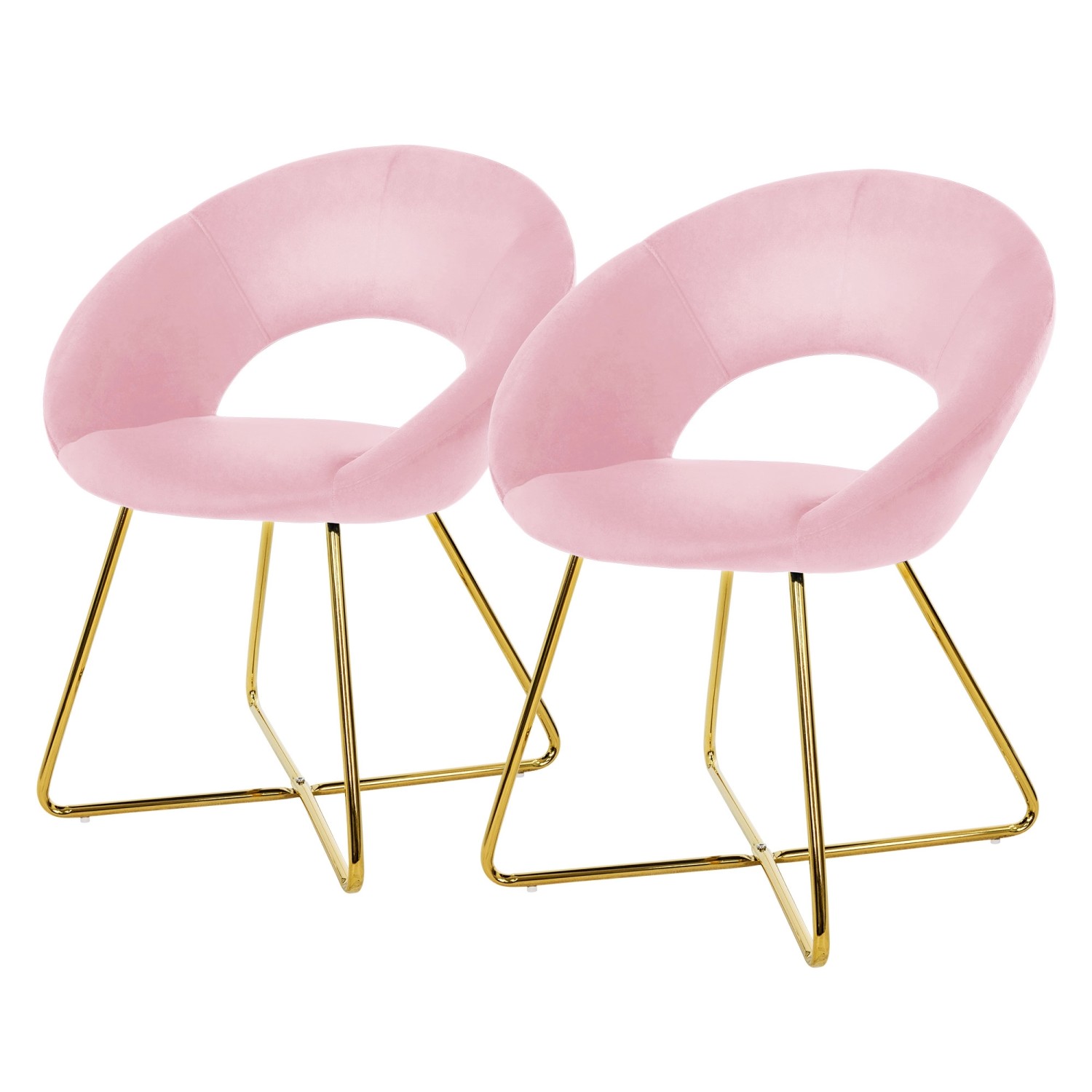 ML-Design Esszimmerstühle 2Er Set Rosa aus Samt Polsterstuhl Runder Rückenlehne ML-Design Esszimmerstühle 2Er Set Rosa aus Samt Polsterstuhl Runder Rückenlehne von ML-Design
