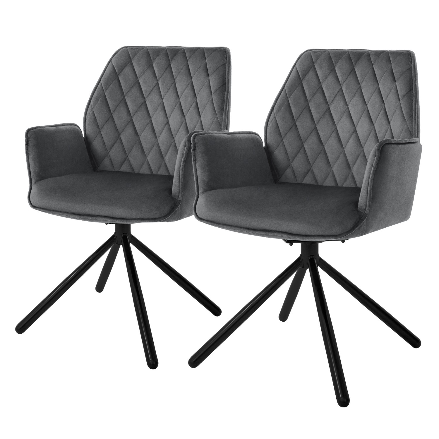 ML-Design Esszimmerstühle 2Er Set Samt Anthrazit mit Arm- Rückenlehne Drehstuhl ML-Design Esszimmerstühle 2Er Set Samt Anthrazit mit Arm- Rückenlehne Drehstuhl von ML-Design