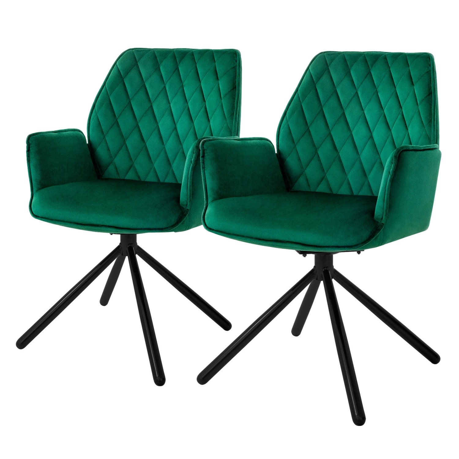 ML-Design Esszimmerstühle 2Er Set Samt Dunkelgrün Drehstuhl mit Arm Rückenlehne von ML-Design
