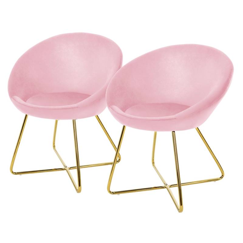 ML-Design Esszimmerstühle 2Er Set Samt Rosa Polsterstuhl mit Runder Rückenlehne von ML-Design