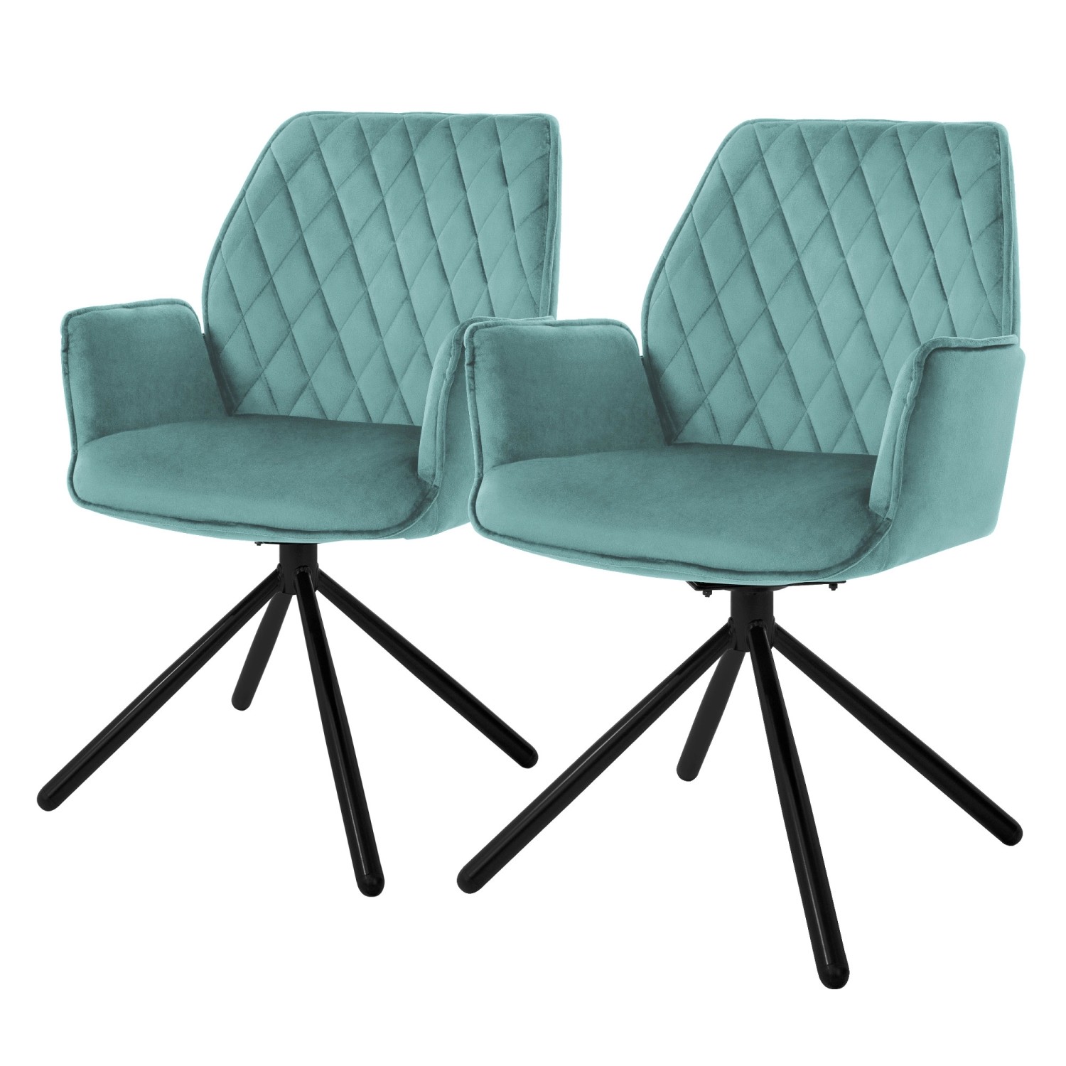 ML-Design Esszimmerstühle 2Er Set Samt Salbei Drehstuhl mit Arm und Rückenlehne von ML-Design