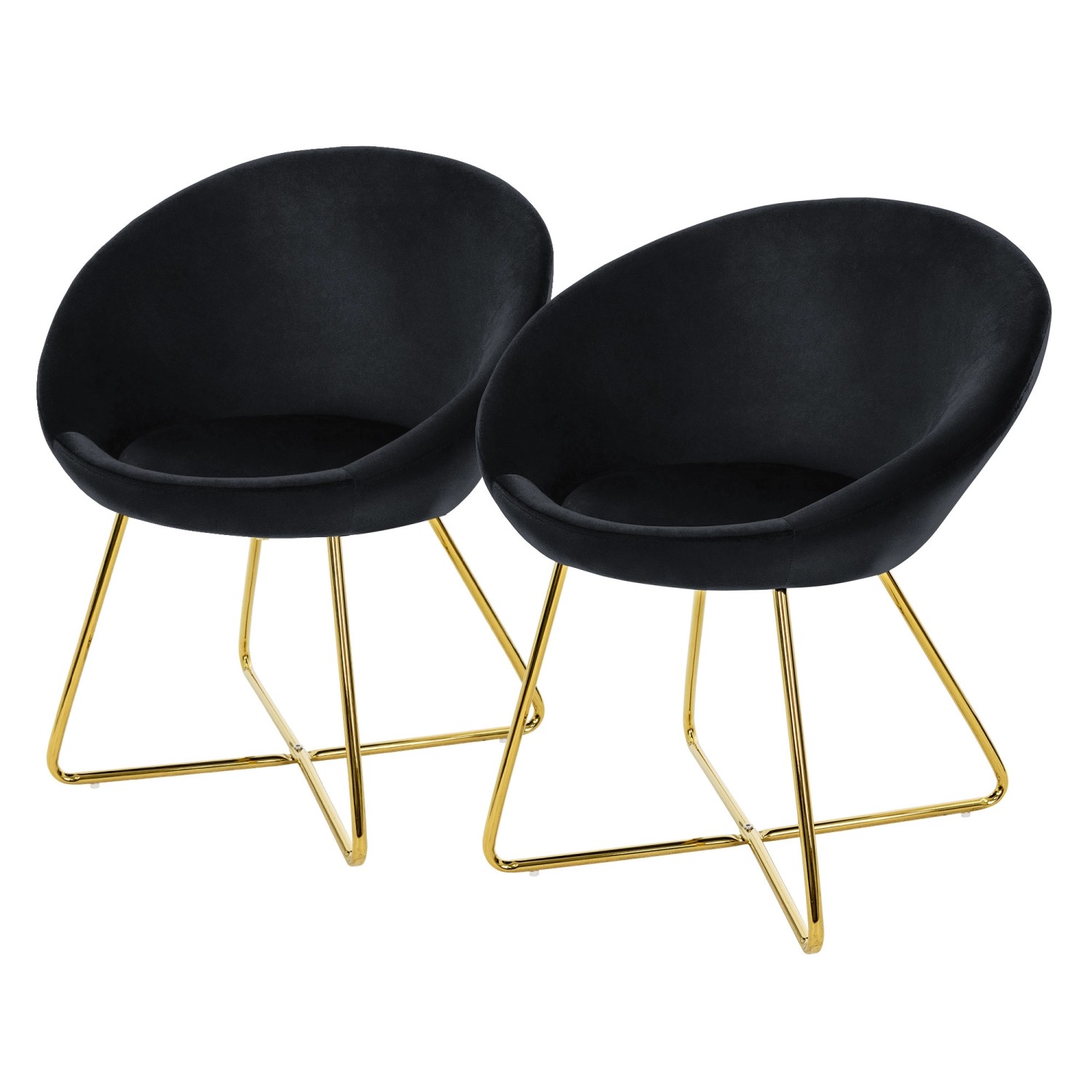 ML-Design Esszimmerstühle 2Er Set Samt Schwarz Polsterstuhl Runder Rückenlehne von ML-Design