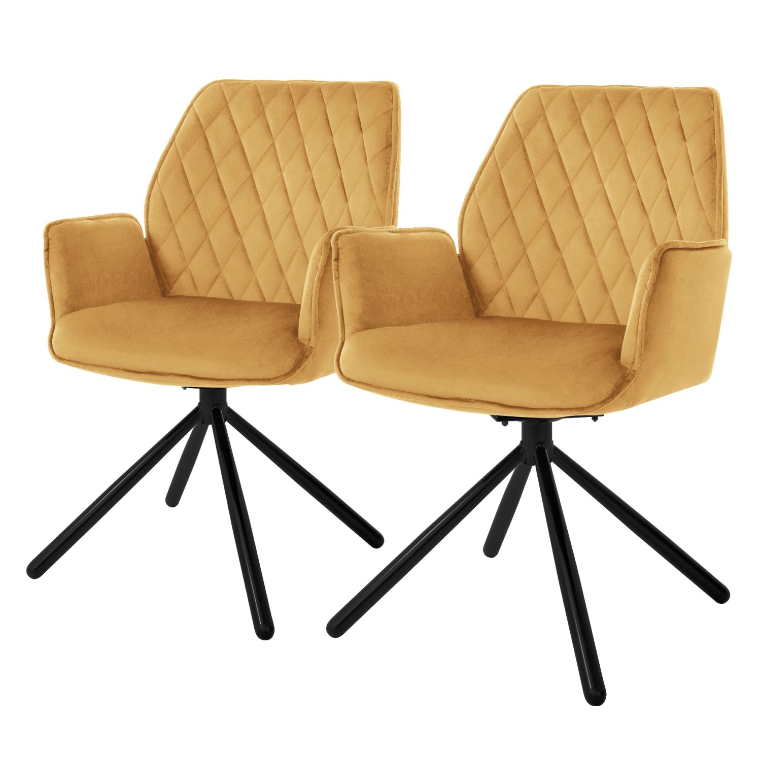 ML-Design Esszimmerstühle 2Er Set Samt Senfgelb mit Arm- Rückenlehne Drehstuhl von ML-Design