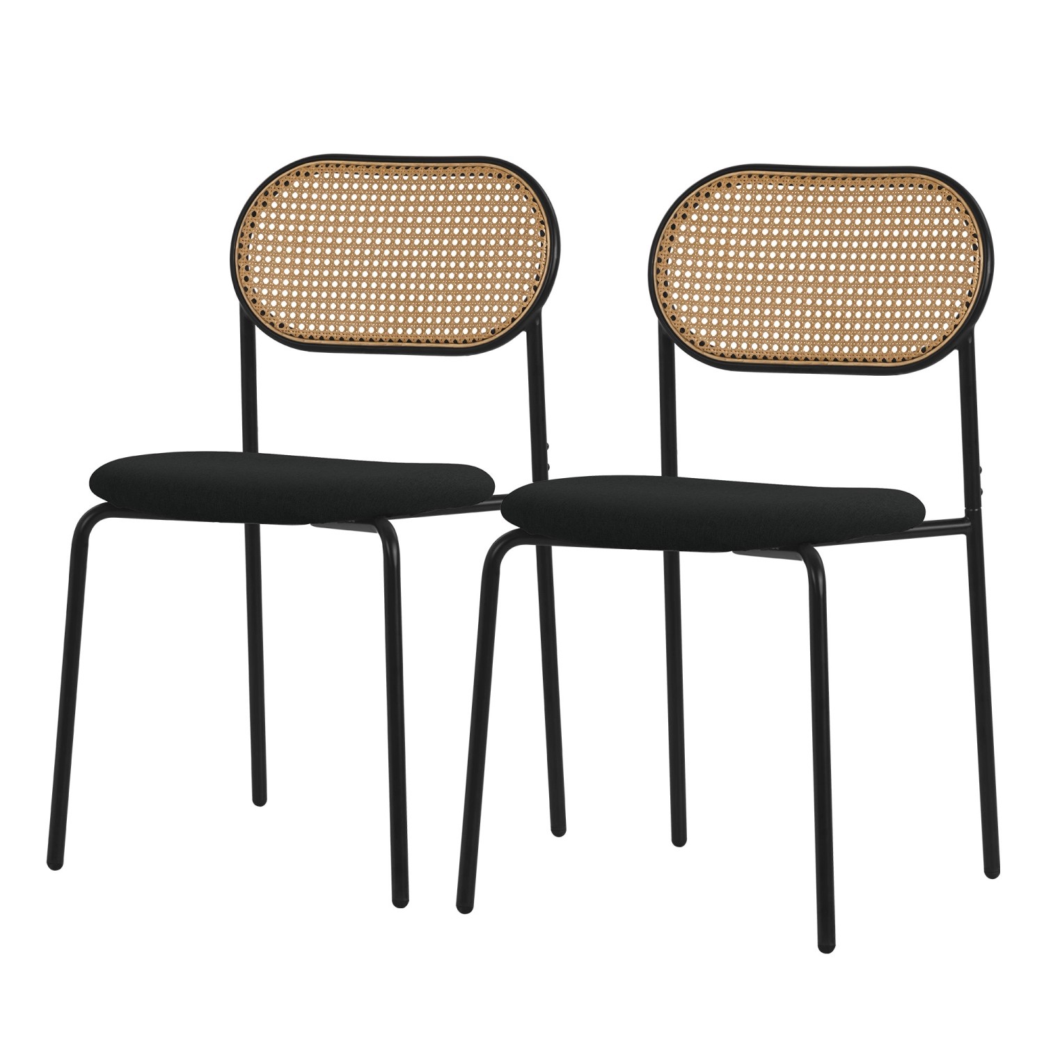 ML-Design Esszimmerstühle 2Er Set Schwarz mit Rattan Rückenlehne Gepolsterte ML-Design Esszimmerstühle 2Er Set Schwarz mit Rattan Rückenlehne Gepolsterte von ML-Design