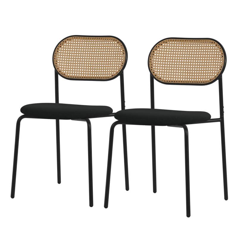 ML-Design Esszimmerstühle 2Er Set Schwarz mit Rattan Rückenlehne Gepolsterte ML-Design Esszimmerstühle 2Er Set Schwarz mit Rattan Rückenlehne Gepolsterte von ML-Design