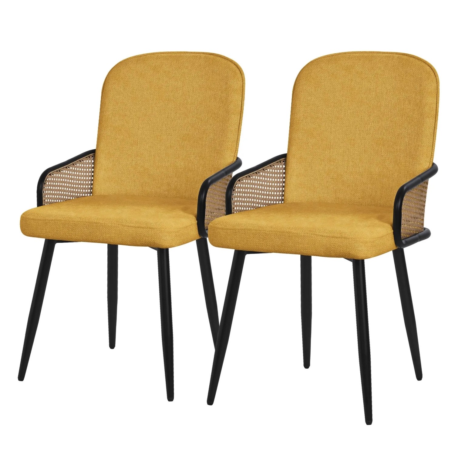 ML-Design Esszimmerstühle 2Er Set Senf mit Stoffbezug Rattan-Optik ML-Design Esszimmerstühle 2Er Set Senf mit Stoffbezug Rattan-Optik von ML-Design