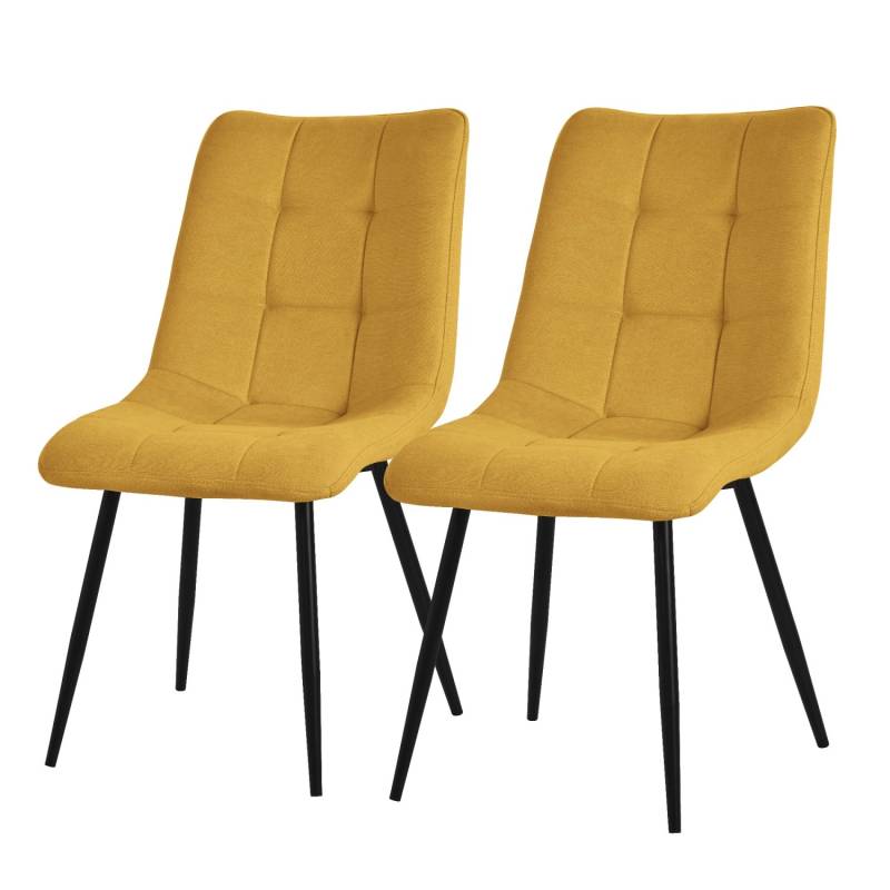 ML-Design Esszimmerstühle 2Er Set Senfgelb mit Stoffbezugn mit Rückenlehne von ML-Design