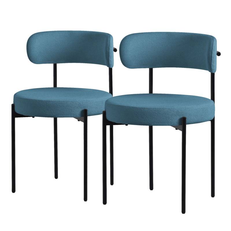 ML-Design Esszimmerstühle 2Er Set aus Teddystoff Blau mit Rückenlehne von ML-Design