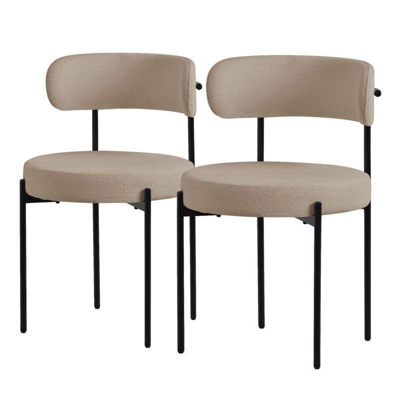 ML-Design Esszimmerstühle 2Er Set aus Teddystoff Braun mit Rückenlehne von ML-Design