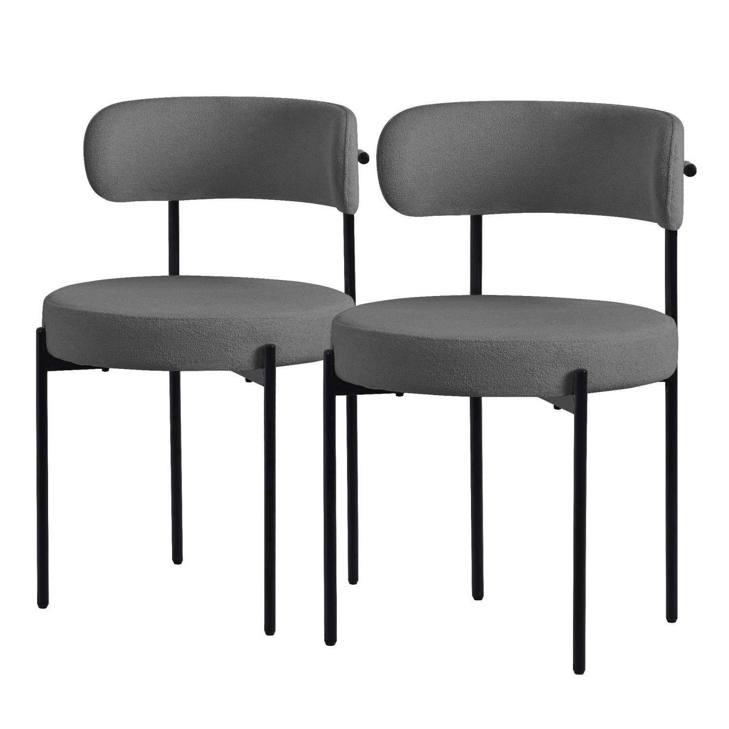 ML-Design Esszimmerstühle 2Er Set aus Teddystoff Grau mit Rückenlehne ML-Design Esszimmerstühle 2Er Set aus Teddystoff Grau mit Rückenlehne von ML-Design