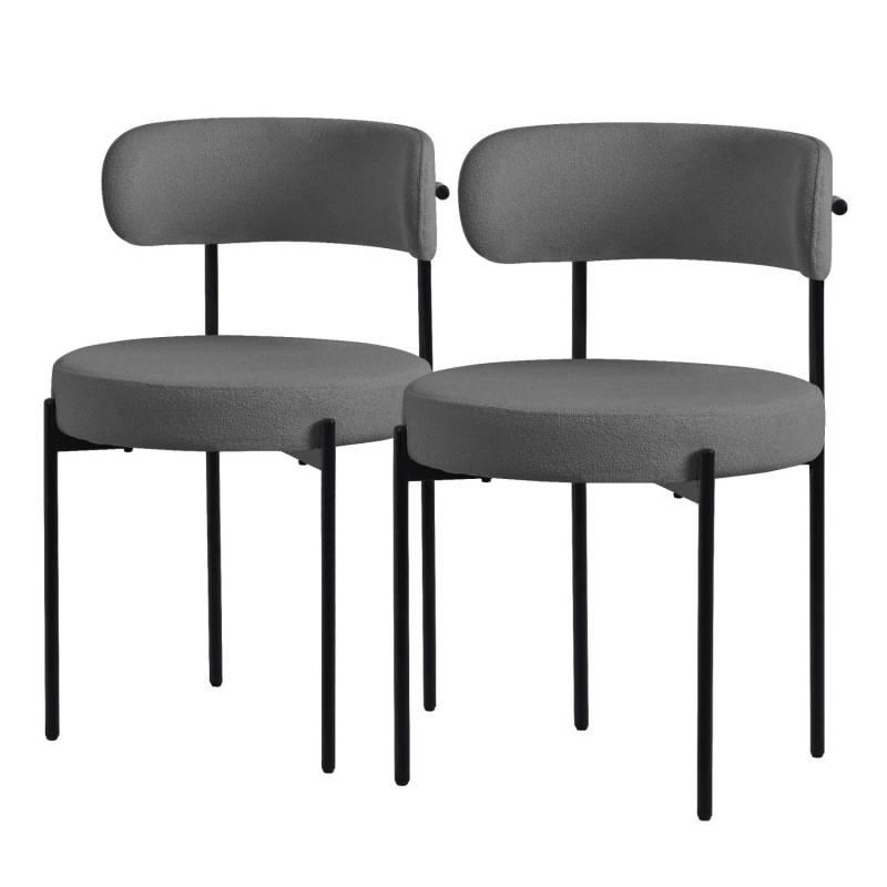 ML-Design Esszimmerstühle 2Er Set aus Teddystoff Grau mit Rückenlehne von ML-Design