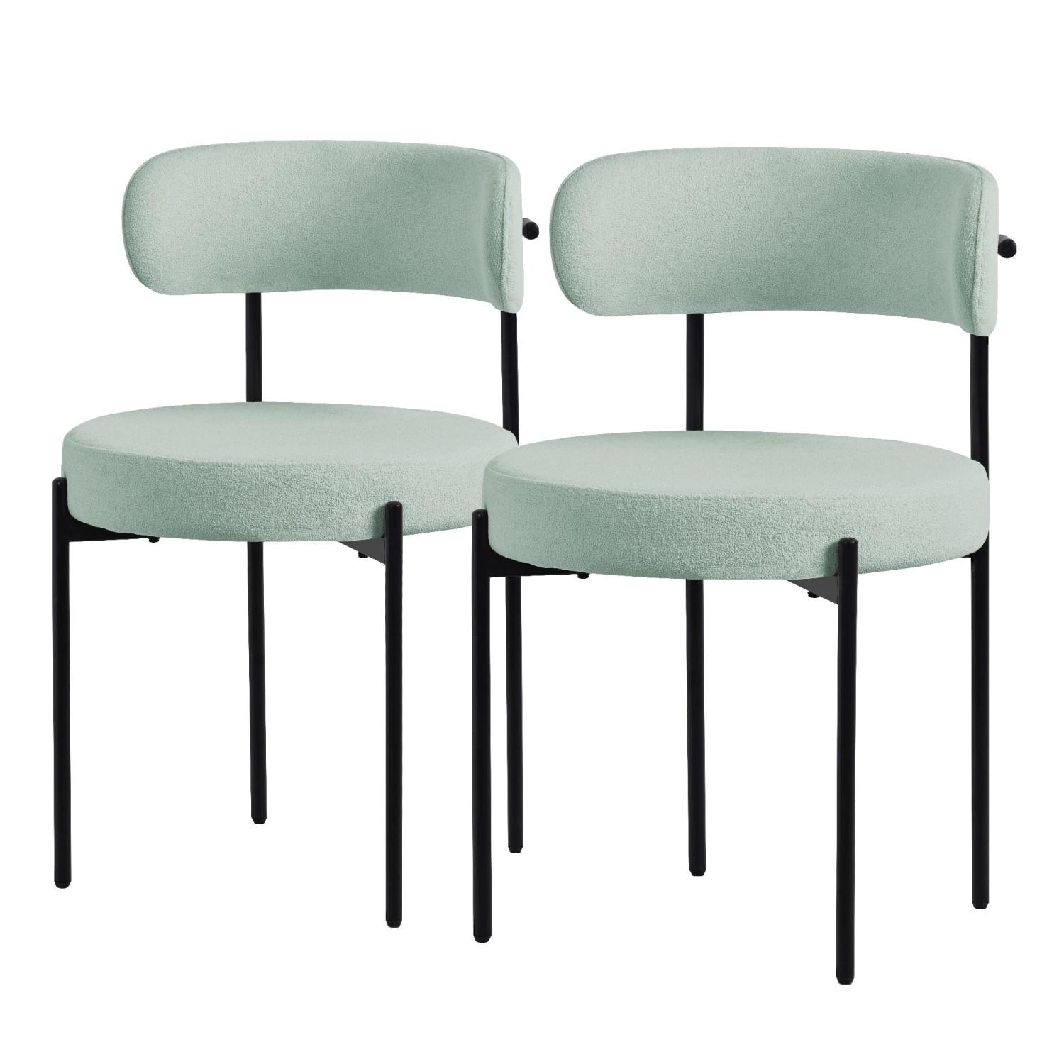 ML-Design Esszimmerstühle 2Er Set aus Teddystoff Grün mit Rückenlehne von ML-Design