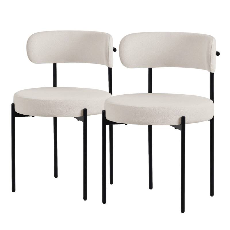 ML-Design Esszimmerstühle 2Er Set aus Teddystoff Weiß mit Rückenlehne von ML-Design
