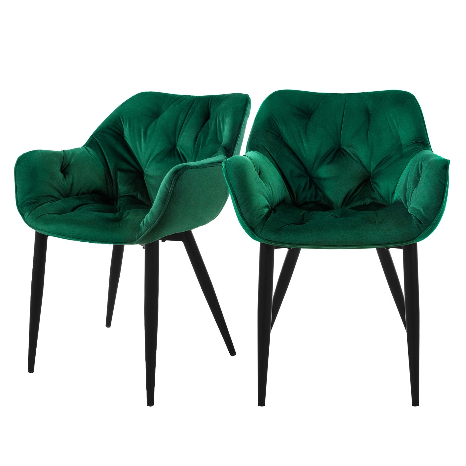 ML-Design Esszimmerstühle 2er Set Dunkelgrün aus Dickem Samtstoff von ML-Design