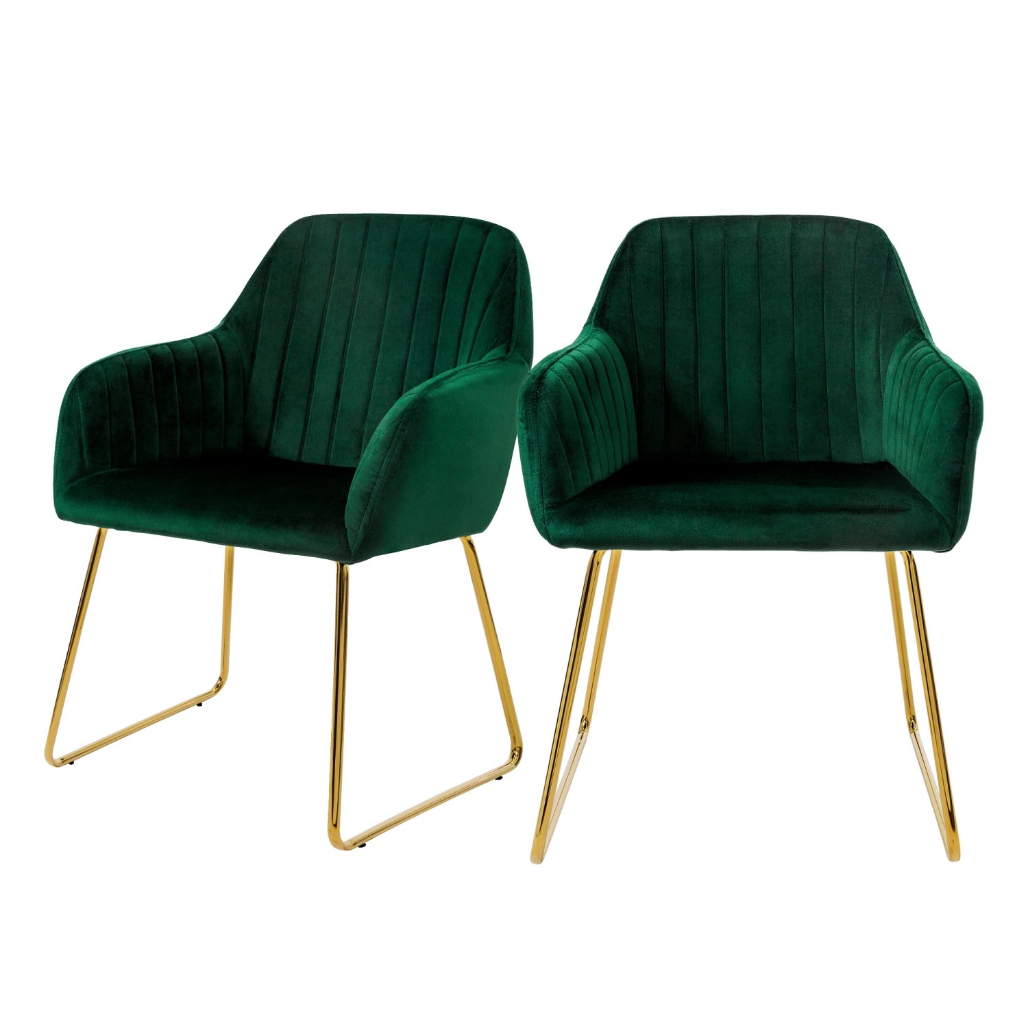 ML-Design Esszimmerstühle 2er Set Ergonomische aus Samt Grün von ML-Design