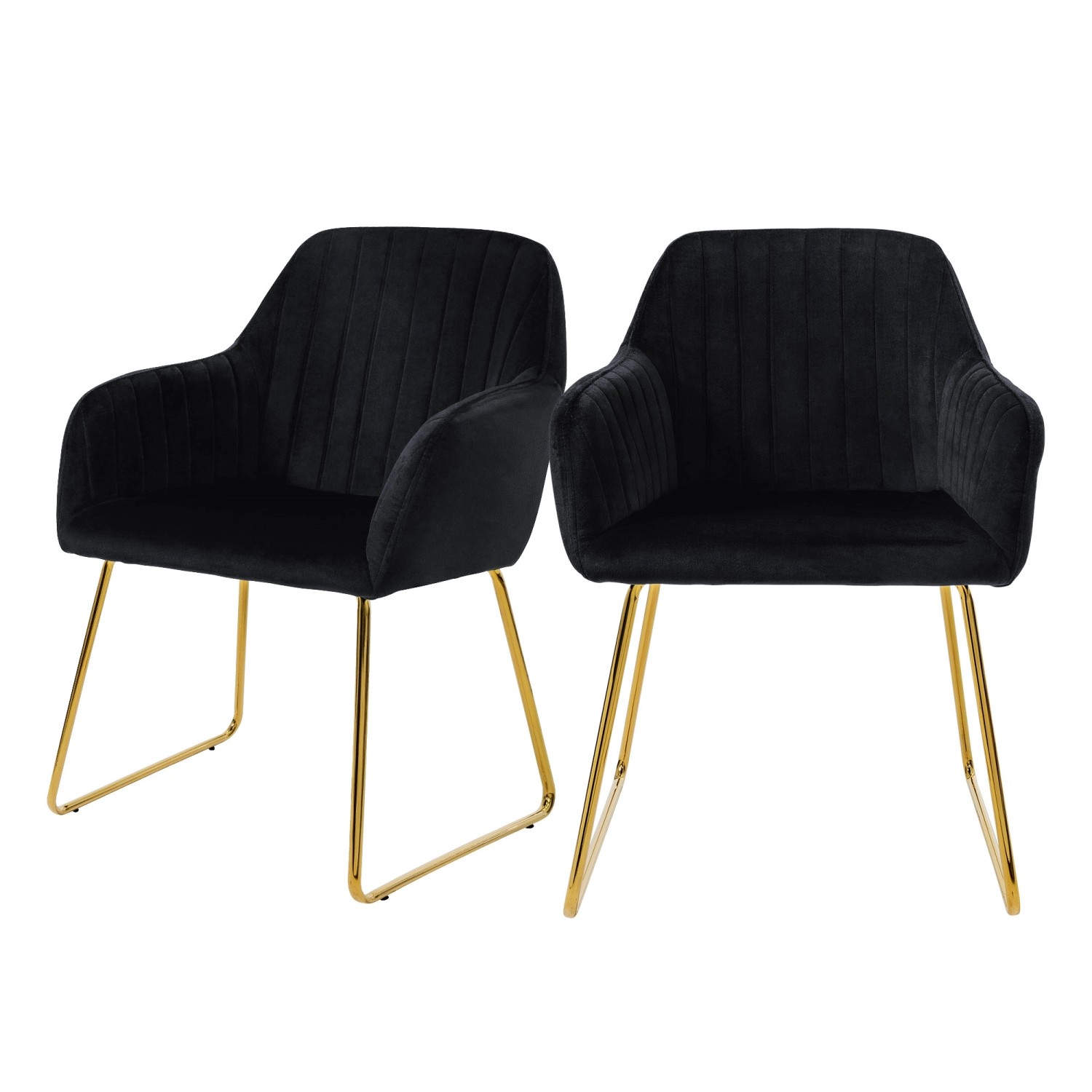ML-Design Esszimmerstühle 2er Set Ergonomische aus Samt Schwarz von ML-Design