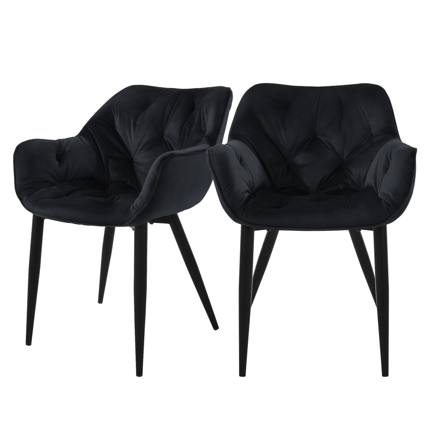 ML-Design Esszimmerstühle 2er Set Schwarz aus Dickem Samtstoff von ML-Design