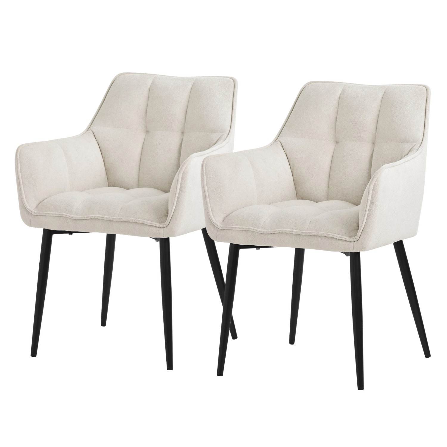 ML-Design Esszimmerstühle 2er Set aus Frotteestoff Creme Küchenstuhl von ML-Design