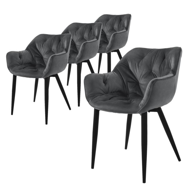 ML-Design Esszimmerstühle 4Er Set Anthrazit Küchenstuhl mit Dickem Samtstoff von ML-Design