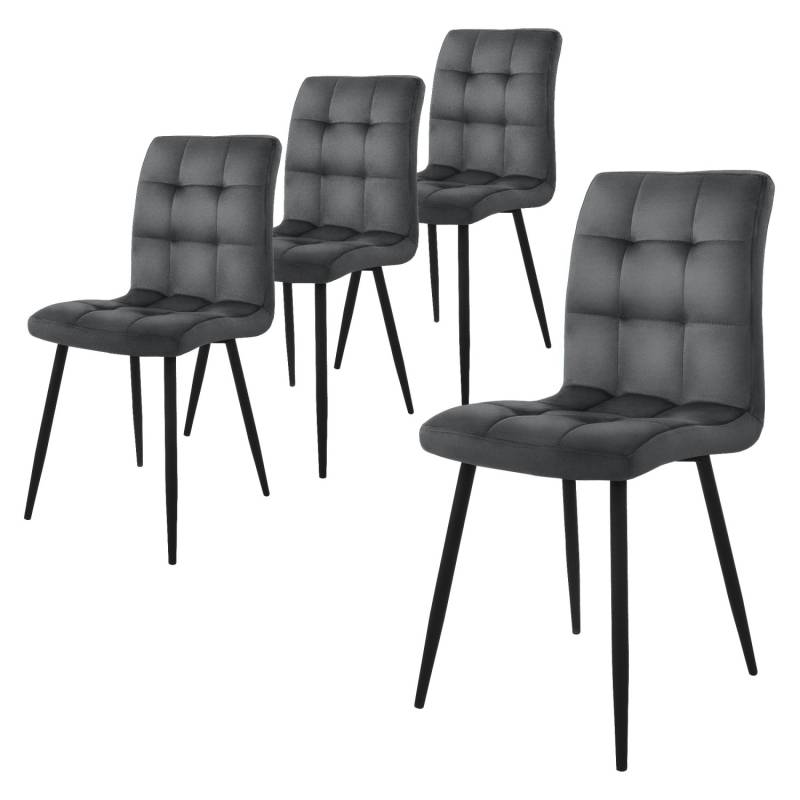 ML-Design Esszimmerstühle 4Er Set Anthrazit mit Rückenlehne mit Samtbezug von ML-Design