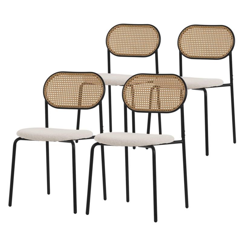 ML-Design Esszimmerstühle 4Er Set Beige mit Rattan Rückenlehne Gepolsterte von ML-Design