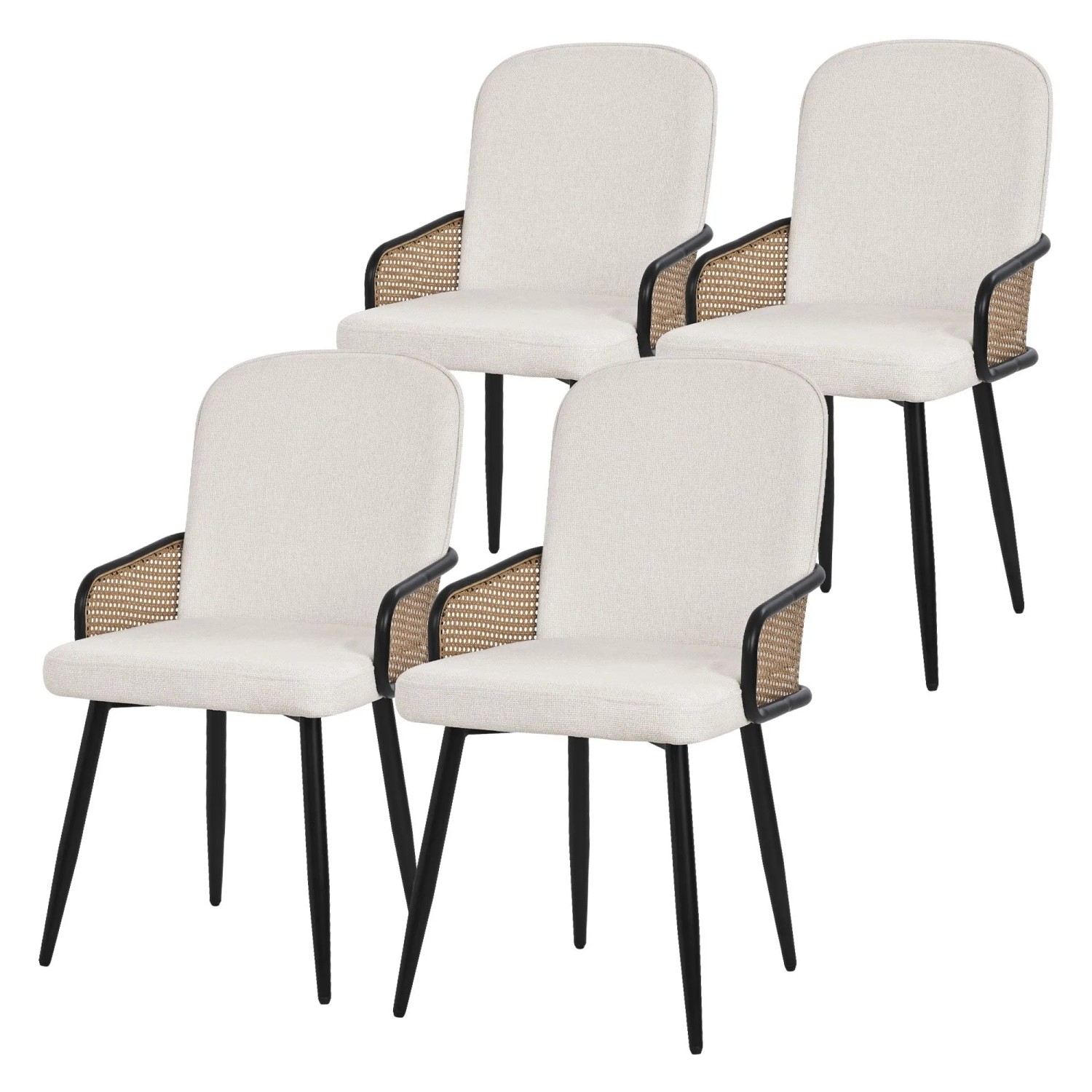 ML-Design Esszimmerstühle 4Er Set Beige mit Stoffbezug Rattan-Optik ML-Design Esszimmerstühle 4Er Set Beige mit Stoffbezug Rattan-Optik von ML-Design