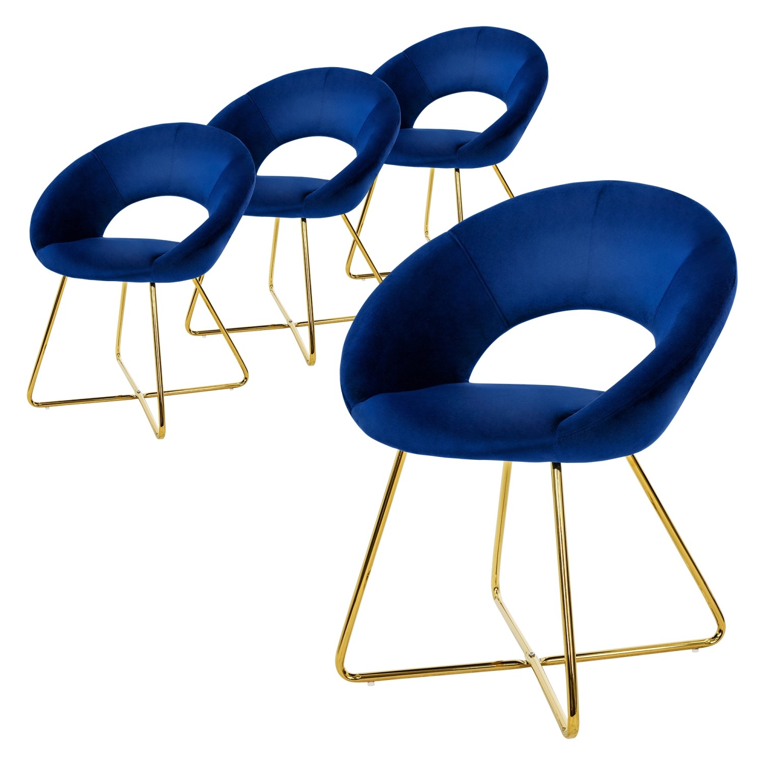 ML-Design Esszimmerstühle 4Er Set Blau Samt mit Runder Rückenlehne Polsterstuhl ML-Design Esszimmerstühle 4Er Set Blau Samt mit Runder Rückenlehne Polsterstuhl von ML-Design