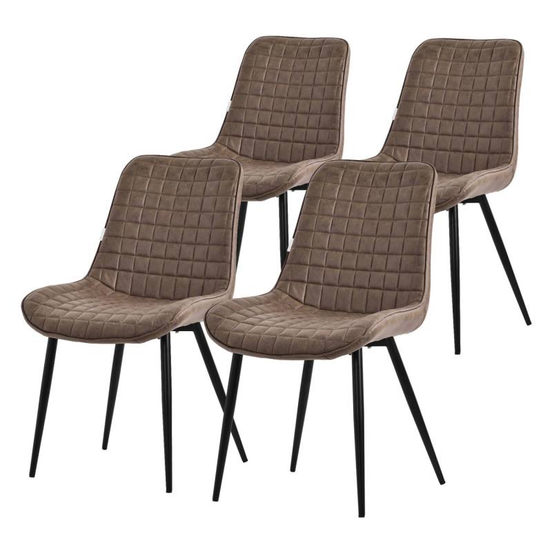 ML-Design Esszimmerstühle 4Er Set Braun aus Kunstleder mit Rückenlehne von ML-Design