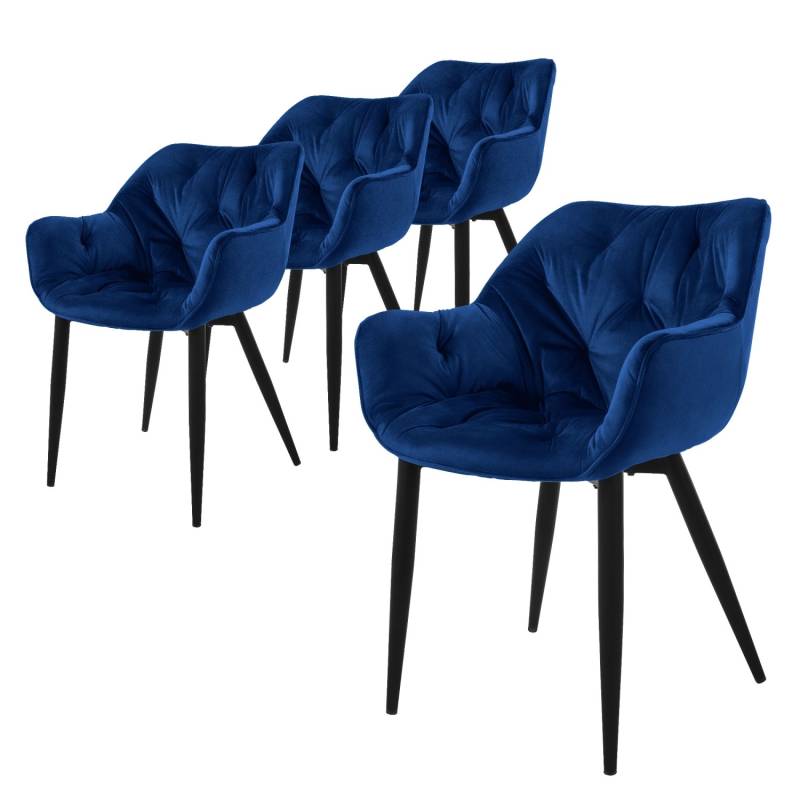 ML-Design Esszimmerstühle 4Er Set Dunkelblau Küchenstuhl mit Dickem Samtstoff von ML-Design