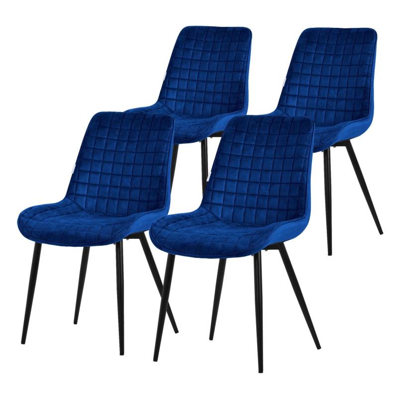 ML-Design Esszimmerstühle 4Er Set Dunkelblau Sitzfläche aus Samt mit Rückenlehne von ML-Design