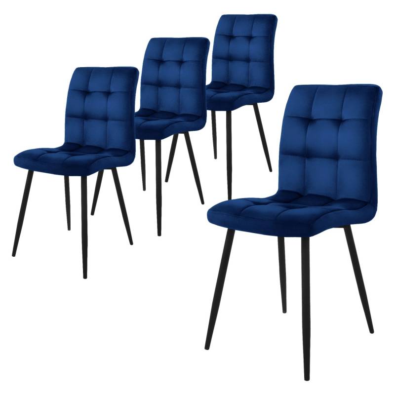 ML-Design Esszimmerstühle 4Er Set Dunkelblau mit Rückenlehne mit Samtbezug von ML-Design