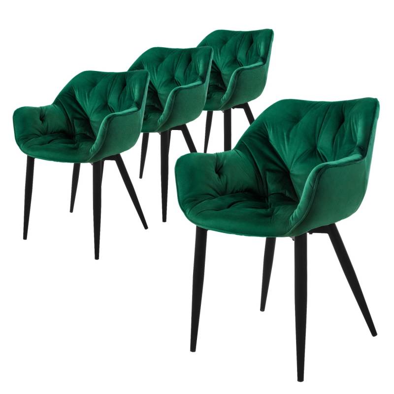 ML-Design Esszimmerstühle 4Er Set Dunkelgrün Küchenstuhl mit Dickem Samtstoff von ML-Design