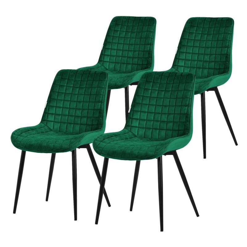 ML-Design Esszimmerstühle 4Er Set Dunkelgrün Sitzfläche aus Samt mit Rückenlehne von ML-Design