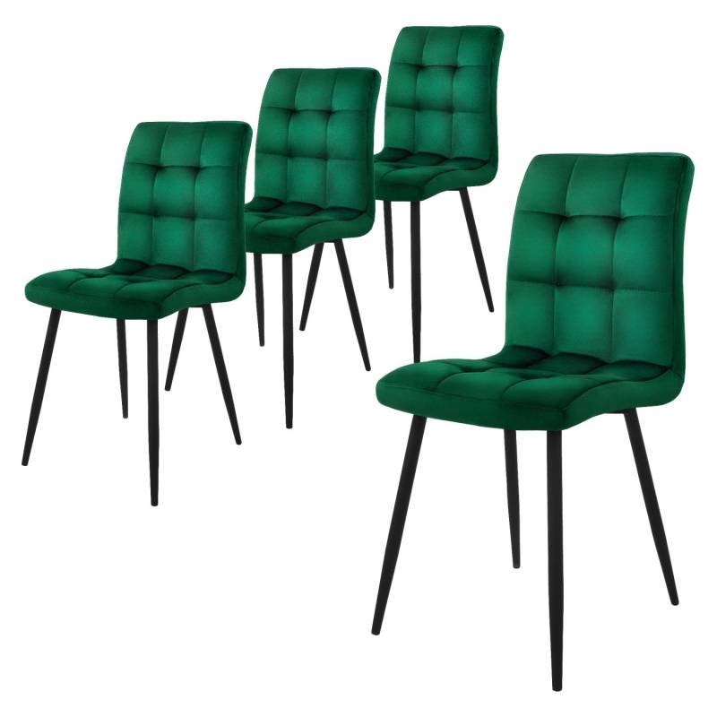 ML-Design Esszimmerstühle 4Er Set Dunkelgrün mit Samtbezug mit Rückenlehne von ML-Design