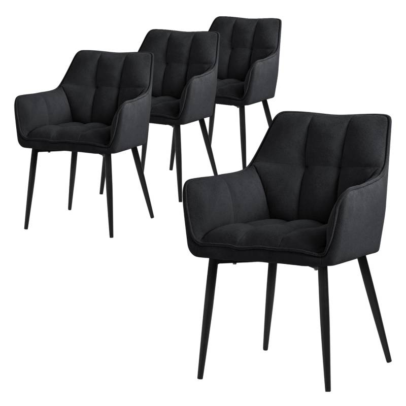 ML-Design Esszimmerstühle 4Er Set Frotteestoff Schwarz Dickem Gepolsterter Sitz von ML-Design