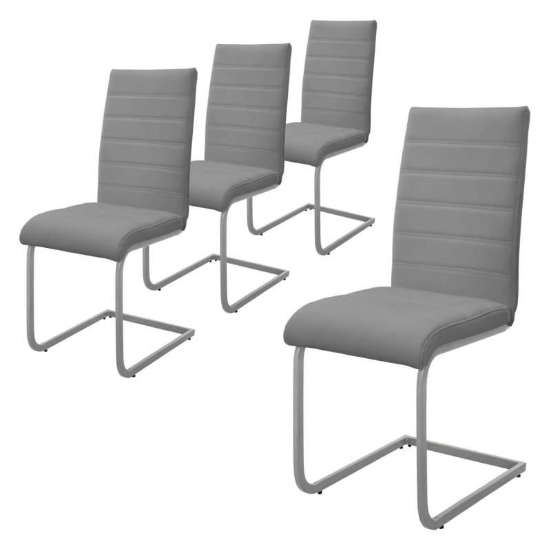 ML-Design Esszimmerstühle 4Er Set Grau Freischwinger Stuhl aus Kunstleder von ML-Design