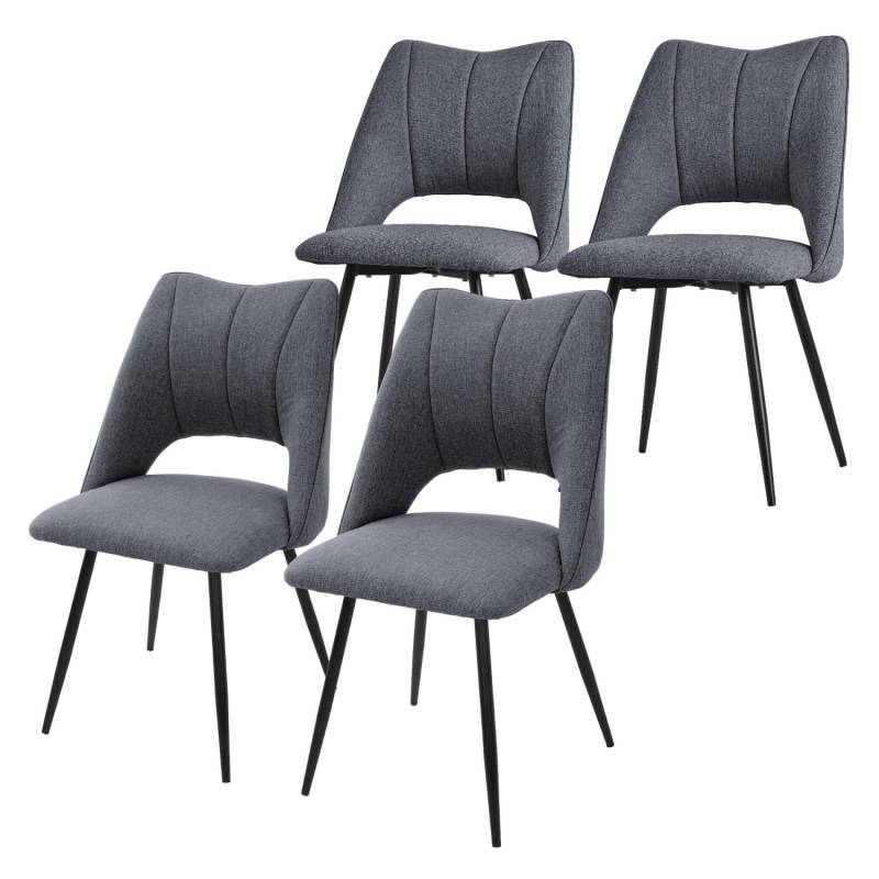 ML-Design Esszimmerstühle 4Er Set Grau aus Stoffbezug mit Rückenlehne von ML-Design