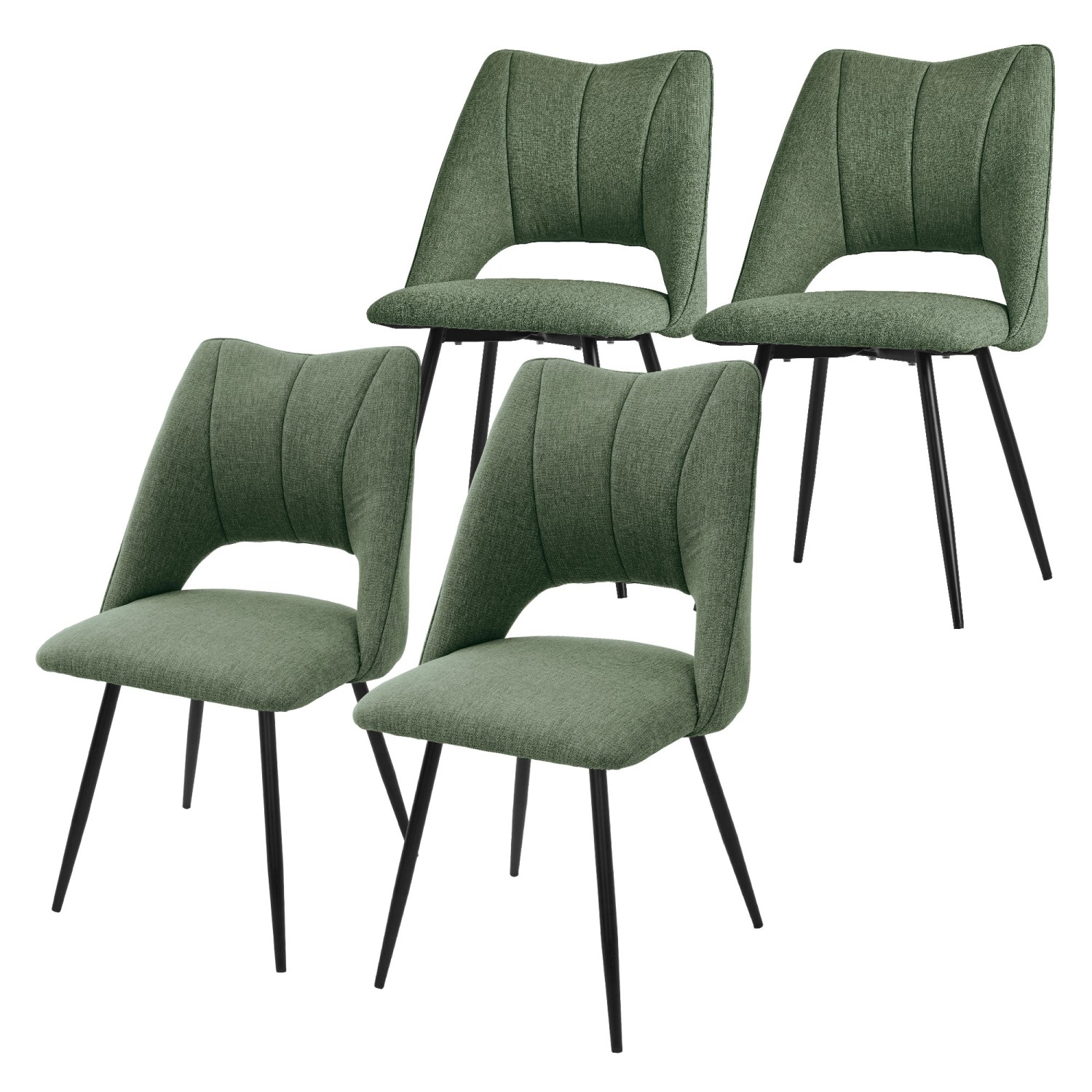 ML-Design Esszimmerstühle 4Er Set Grün aus Stoffbezug mit Rückenlehne von ML-Design