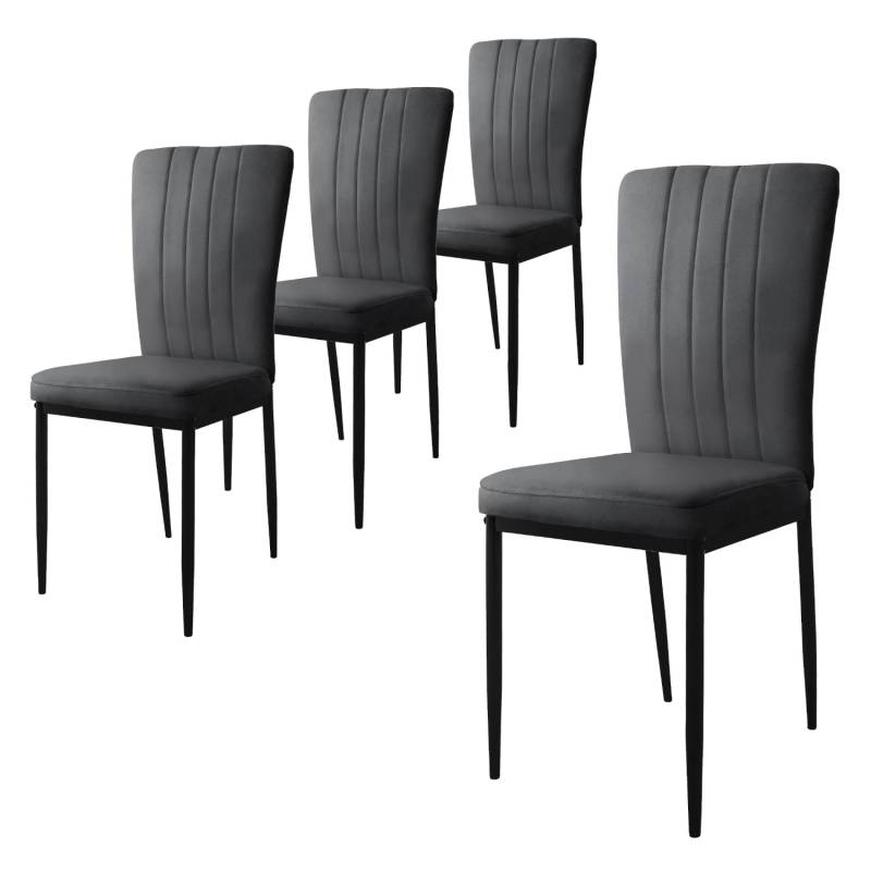 ML-Design Esszimmerstühle 4Er Set Küchenstühle mit Samt-Bezug Grau von ML-Design