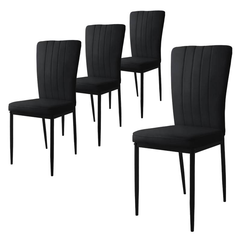 ML-Design Esszimmerstühle 4Er Set Küchenstühle mit Samt-Bezug Schwarz von ML-Design
