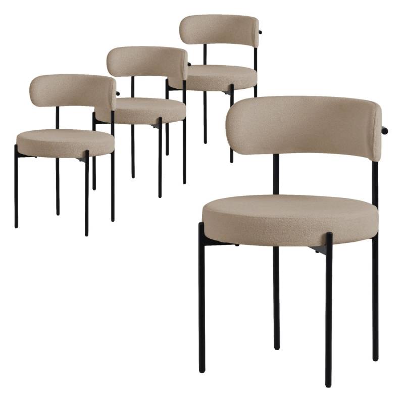 ML-Design Esszimmerstühle 4Er Set Küchenstuhl aus Teddystoff Braun von ML-Design