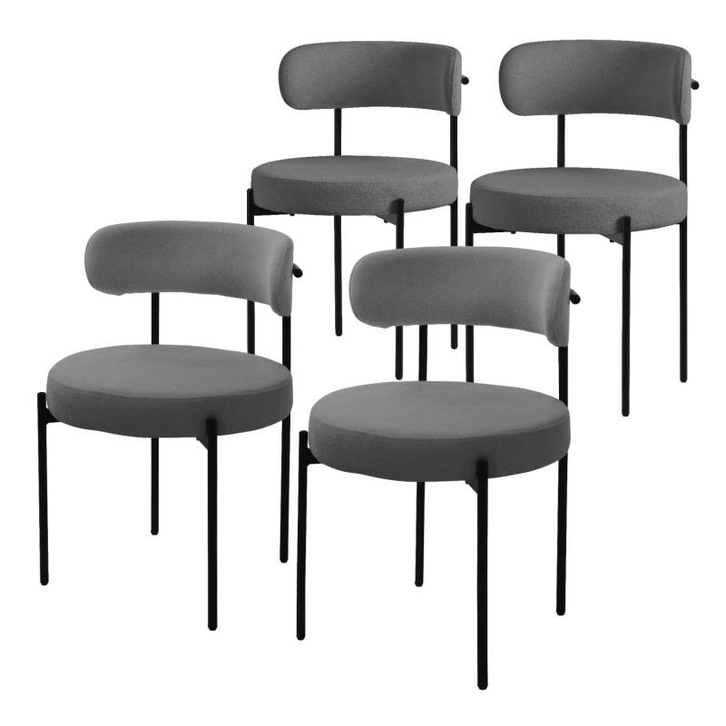 ML-Design Esszimmerstühle 4Er Set Küchenstuhl aus Teddystoff Grau von ML-Design