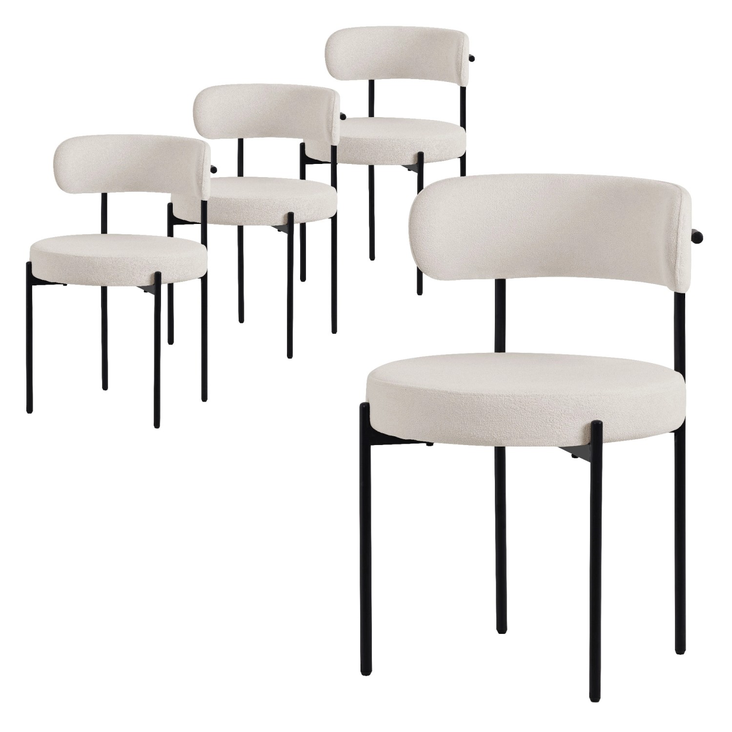 ML-Design Esszimmerstühle 4Er Set Küchenstuhl aus Teddystoff Weiß ML-Design Esszimmerstühle 4Er Set Küchenstuhl aus Teddystoff Weiß von ML-Design
