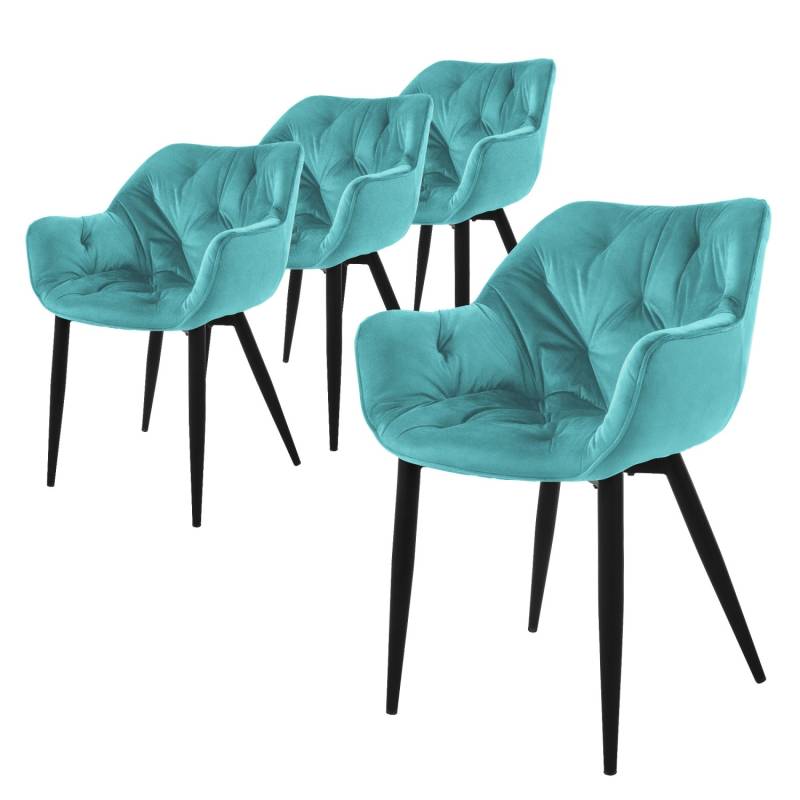 ML-Design Esszimmerstühle 4Er Set Petrol Küchenstuhl mit Dickem Samtstoff von ML-Design